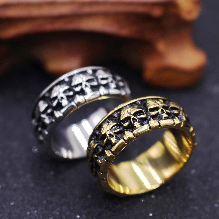 Retro Mens Punk Titanium Steel Ring