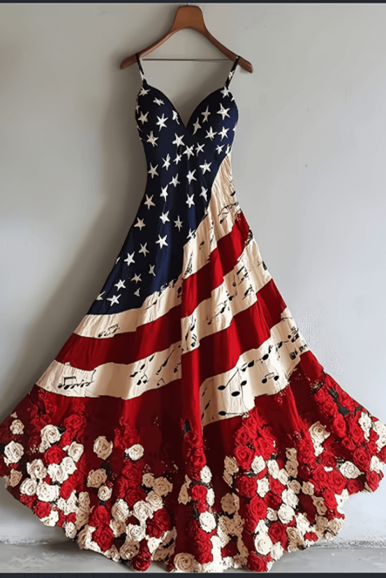 Retro Contrasting Three-dimensional Floral Suspender Skirt