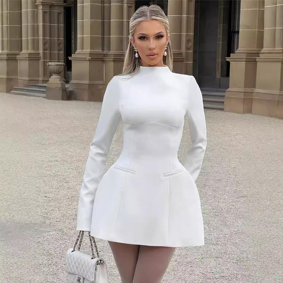 European And American Solid Color Sexy Women's Dress Pure Desire High Sense