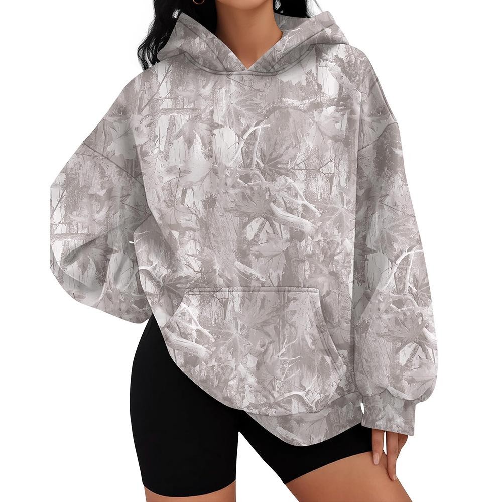 Branch-pattern Print Loose-fit Sweatshirt With A Hood