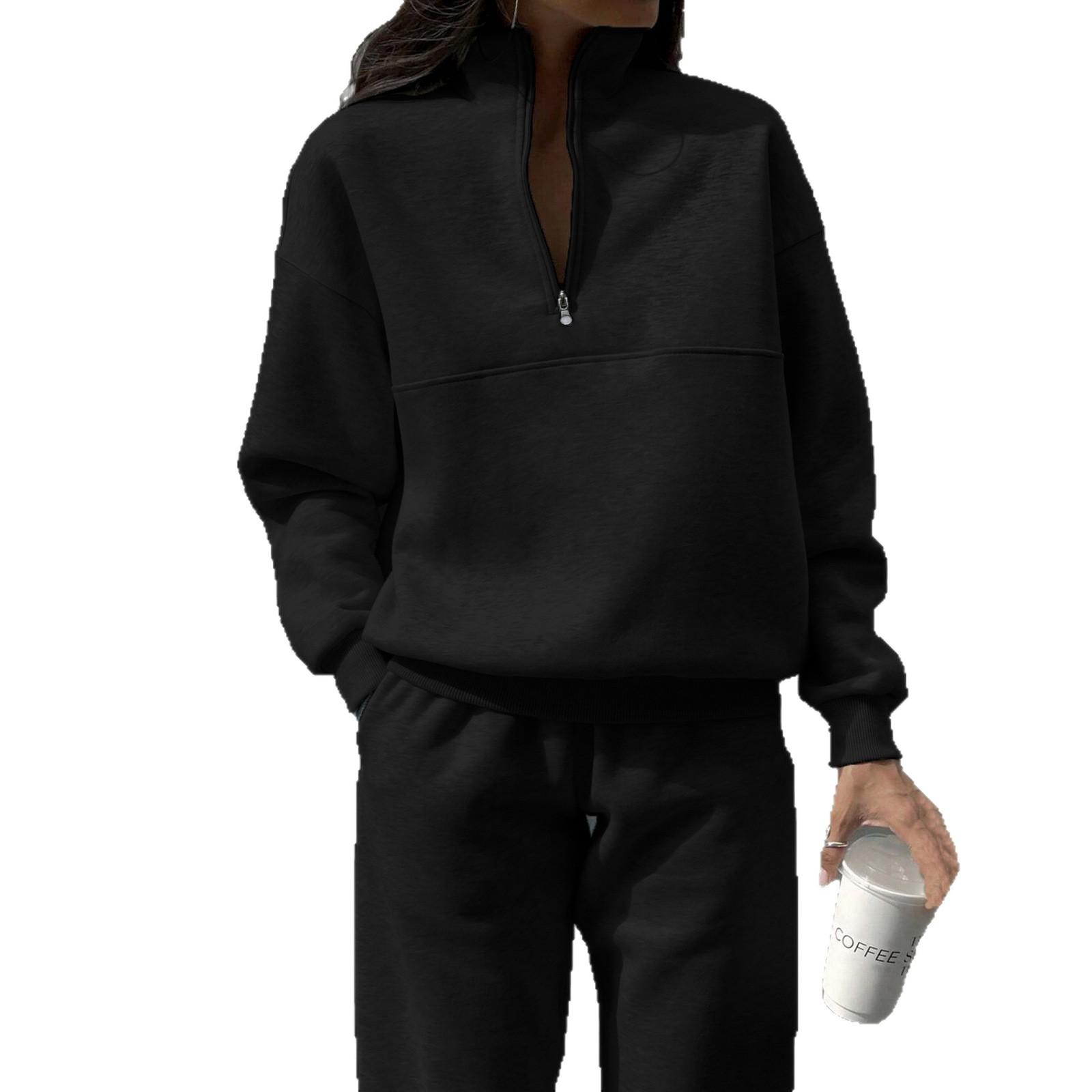 European And American Women's Hooded Fleece Sports Casual Fashion Set