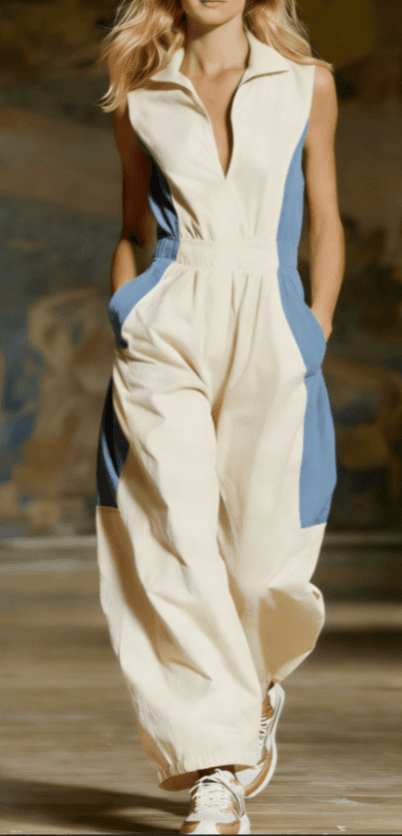 Sleeveless Waisted Wide-Leg Jumpsuit