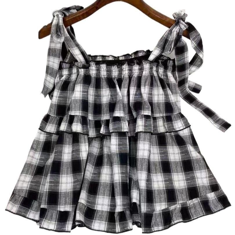Sweet Girl Summer New Western Style Youthful-looking Ruffle Sleeveless Vest Women's Top