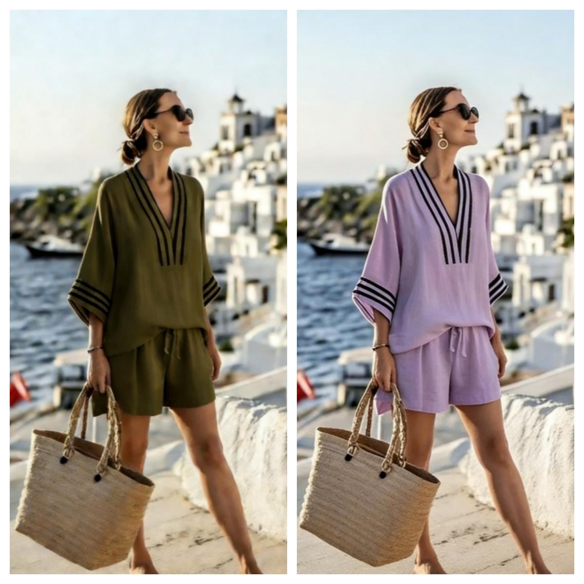 2 Piece Set Half Sleeve Oversize Pullover Top And Short Pants Summer Casual Women Patchwork Pocket Set Outfits Women's Clothing