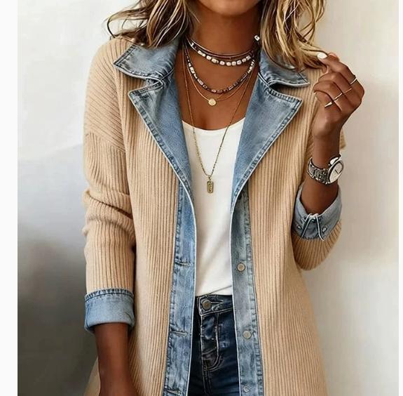 Fashionable Elegant Slim-fit Long-sleeve Patchwork Coat For Women