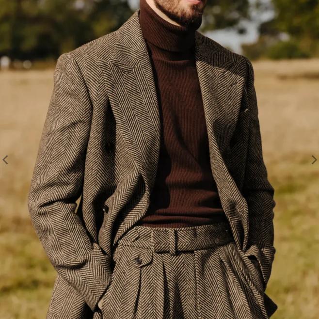 New Mens Suit Set Two-piece With A Collar