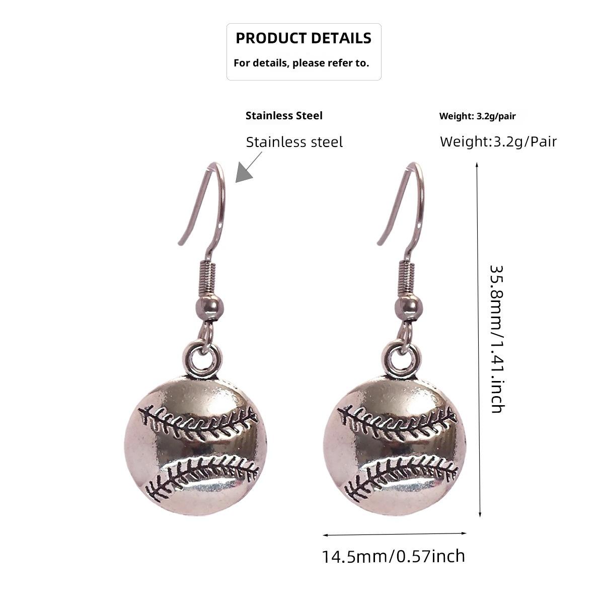 Baseball-style Sports Earrings Alloy Material