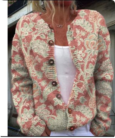 3D Digital Printing Cardigan Coat Outerwear Women