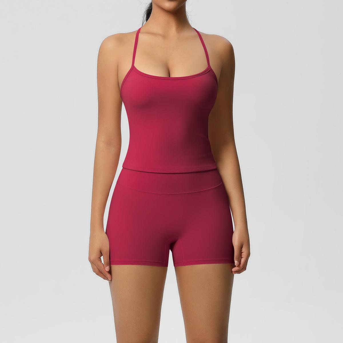 Double Sided Brushed Breathable Tight Yoga Suit Set For Exercise