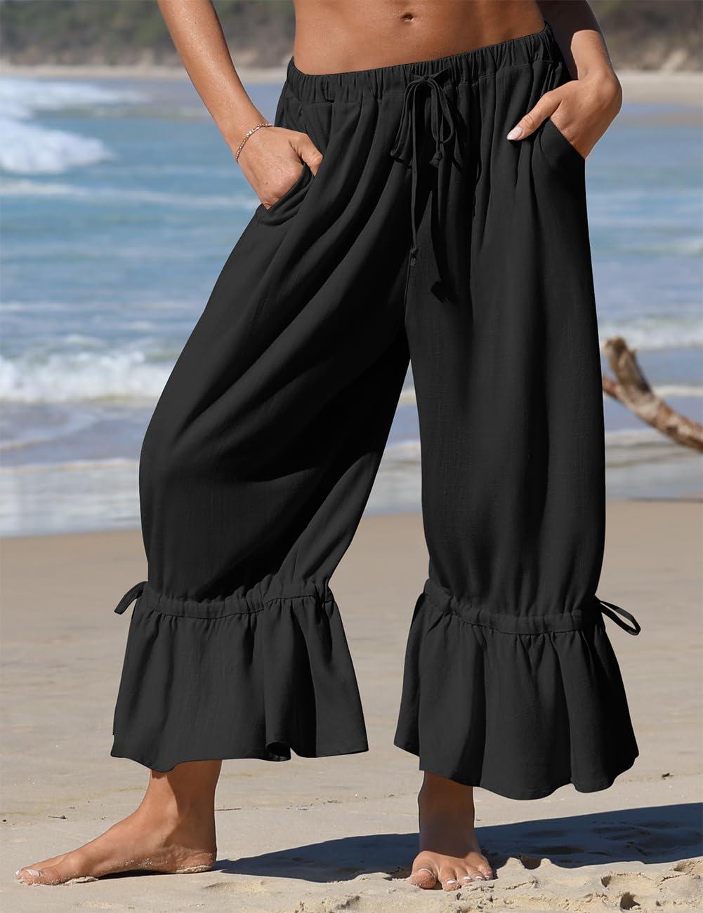 Amazon European And American-style Linen Wide-leg Pants