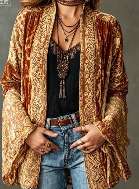 Women's Printed Elegant Artistic Retro Coat
