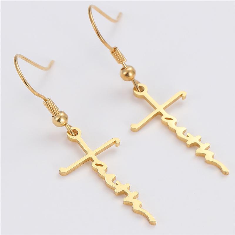 Golden Stainless Steel Heart Earrings