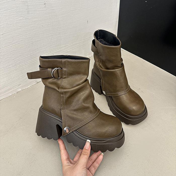Chunky-heeled Fashionable Platform Ankle Boots