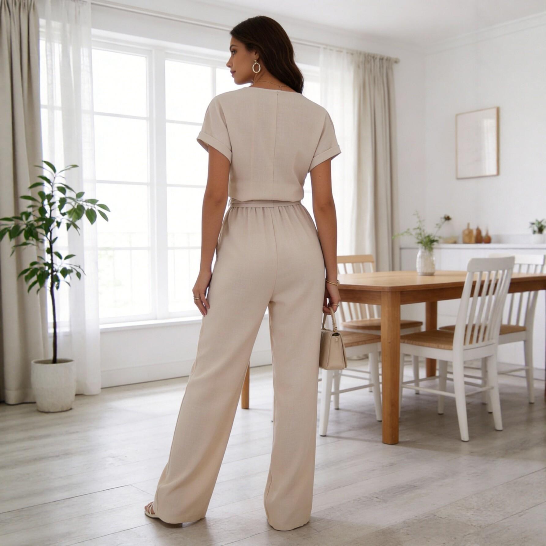 European And American-style Loose-fitting Solid-color Wide-leg Pants