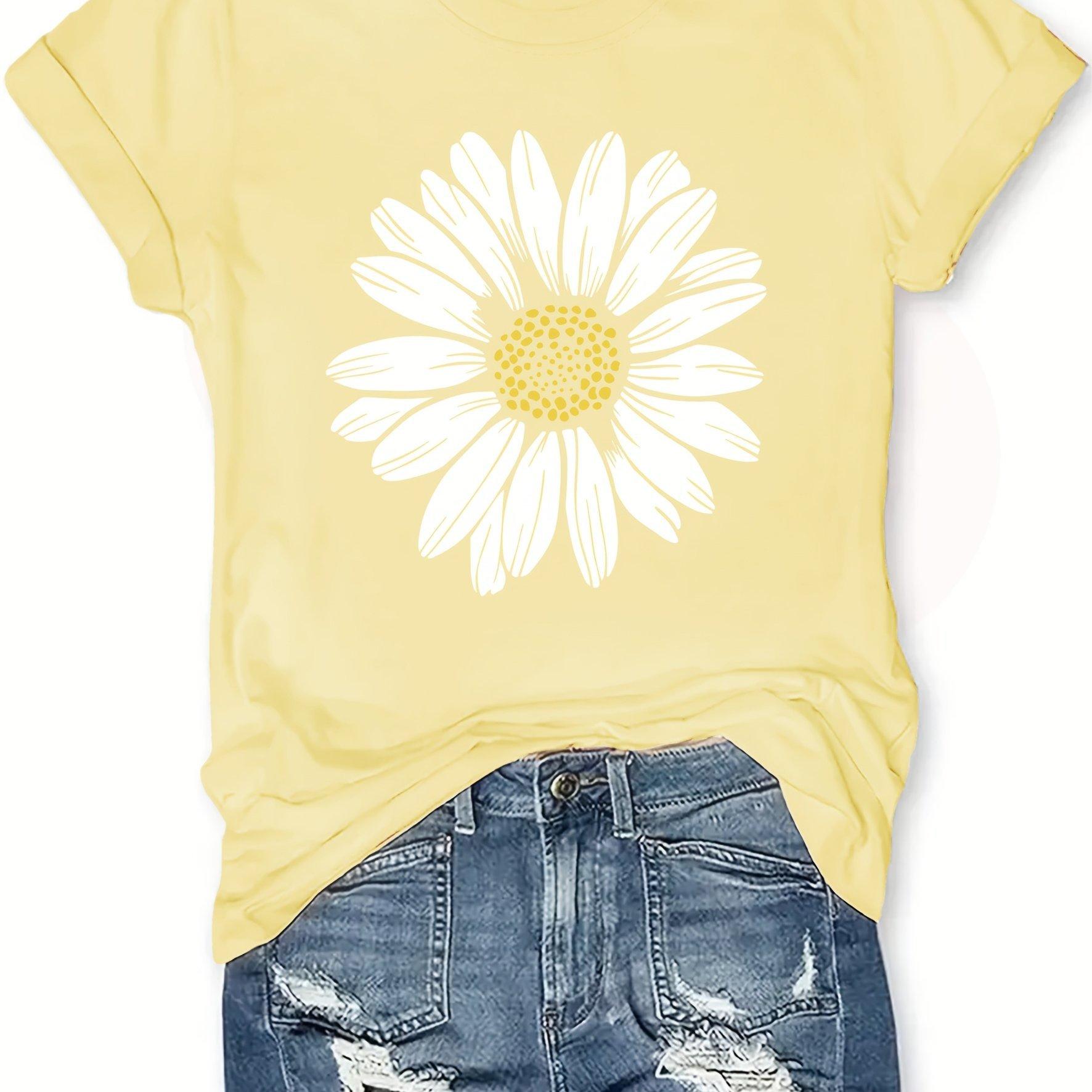 Women's Casual Daisy Print T-Shirt