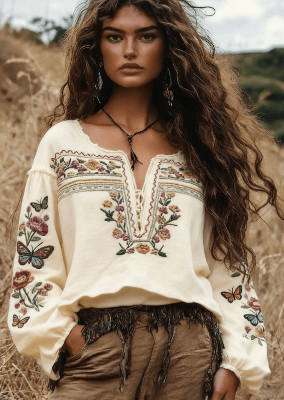 Women's Bohemian Retro Floral T-Shirt