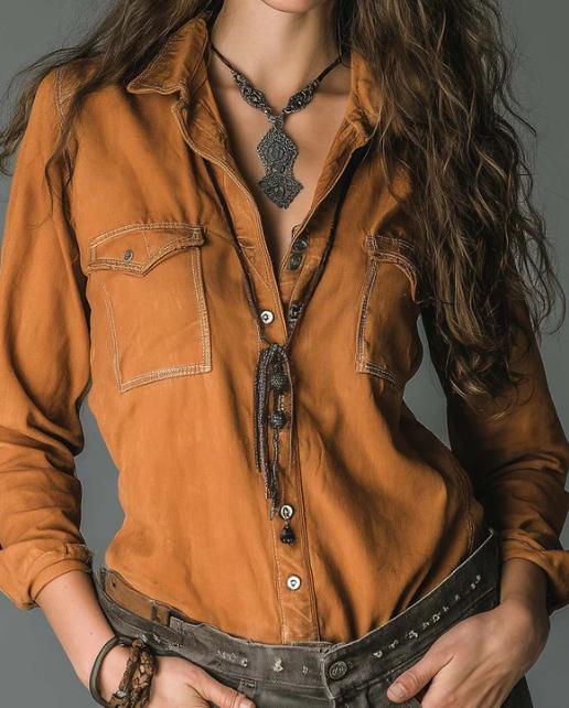 Distressed Workwear Collared Casual Long-sleeved Shirt