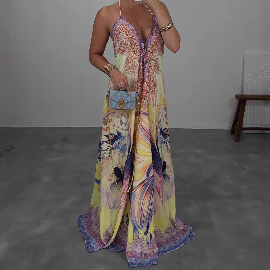 Women's Sleeveless Printed Maxi Dress