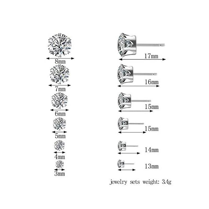 Crown Six-prong High-end AAA Zircon Stud Earrings
