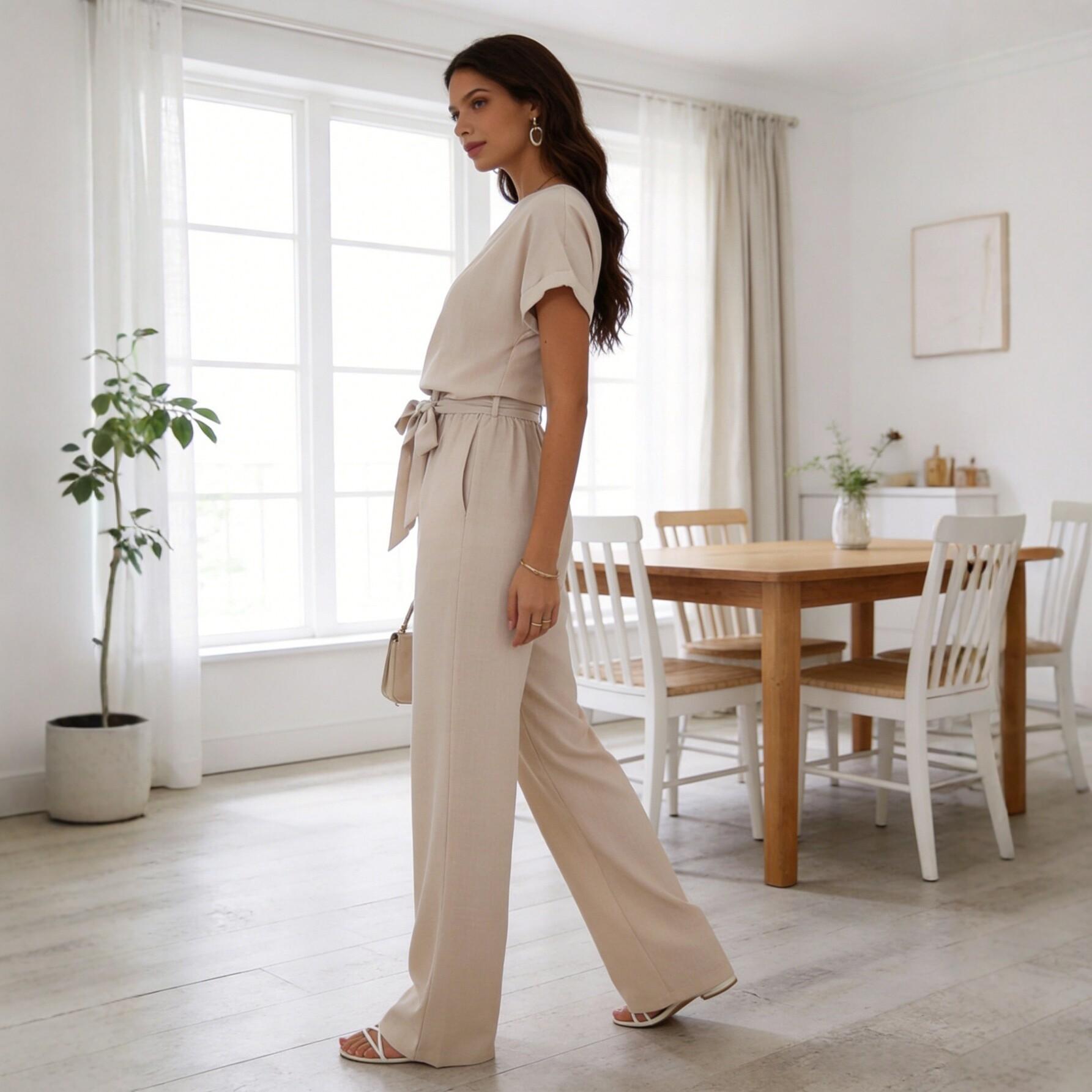 European And American-style Loose-fitting Solid-color Wide-leg Pants