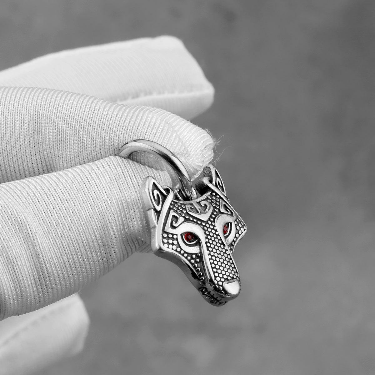 Stainless Steel Viking Celtic Wolf Head Earrings