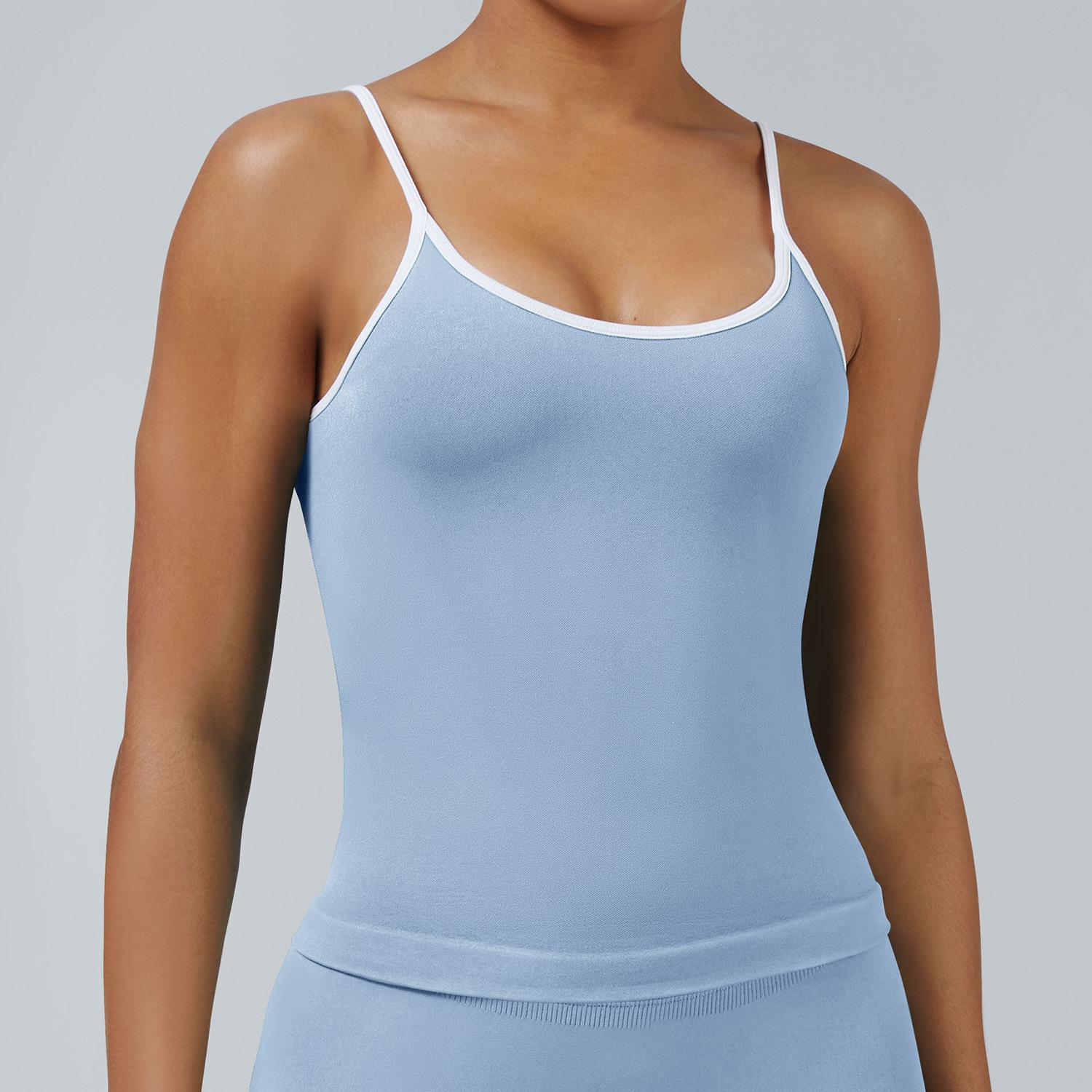 Women's Tight Contrast Color Sports Vest Backless Workout Clothes