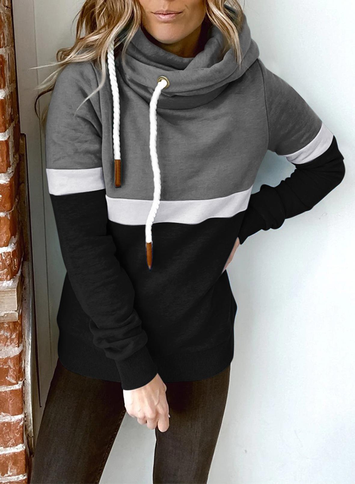 Women's Casual Turtleneck Hooded Sweatshirt