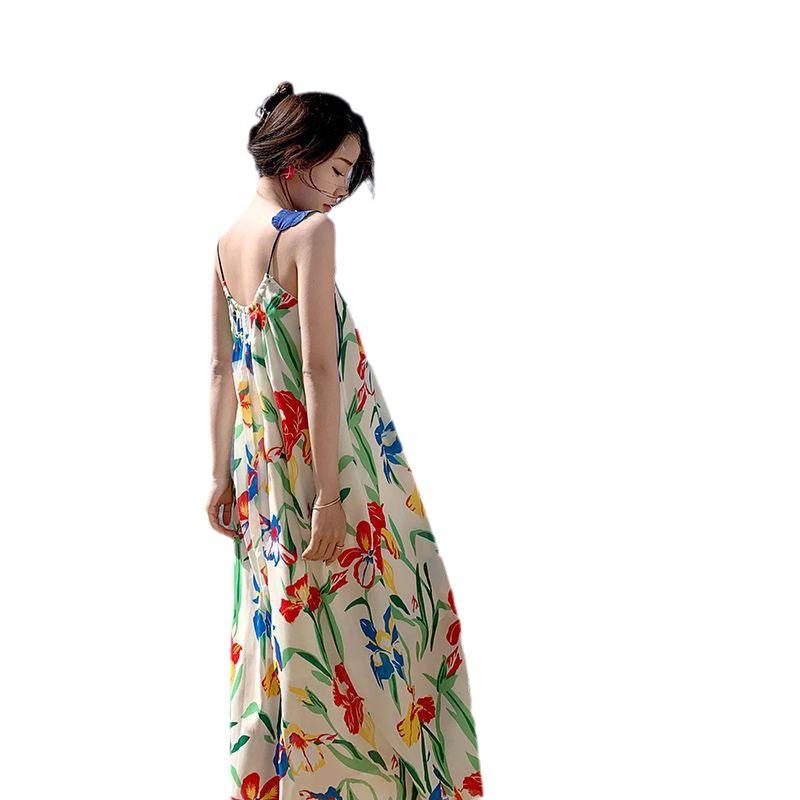 Printing Slip Dress Seaside Vacation Beach Women