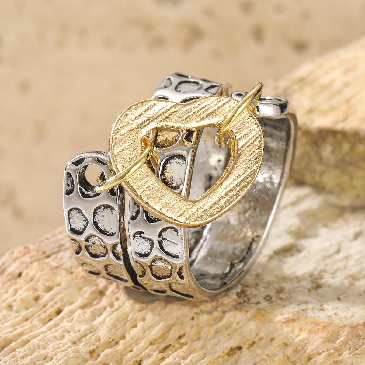 Womens Casual Retro Wide-Brim Ring