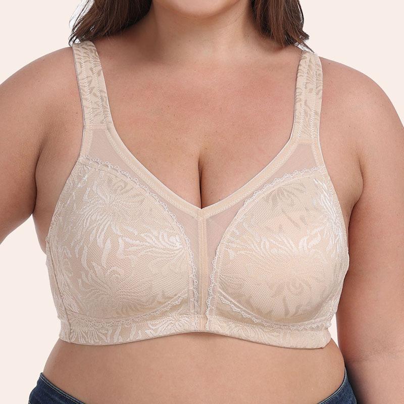 Embroidered Full-Cup Plus-Size Ultra-Thin Wireless Bra For Women