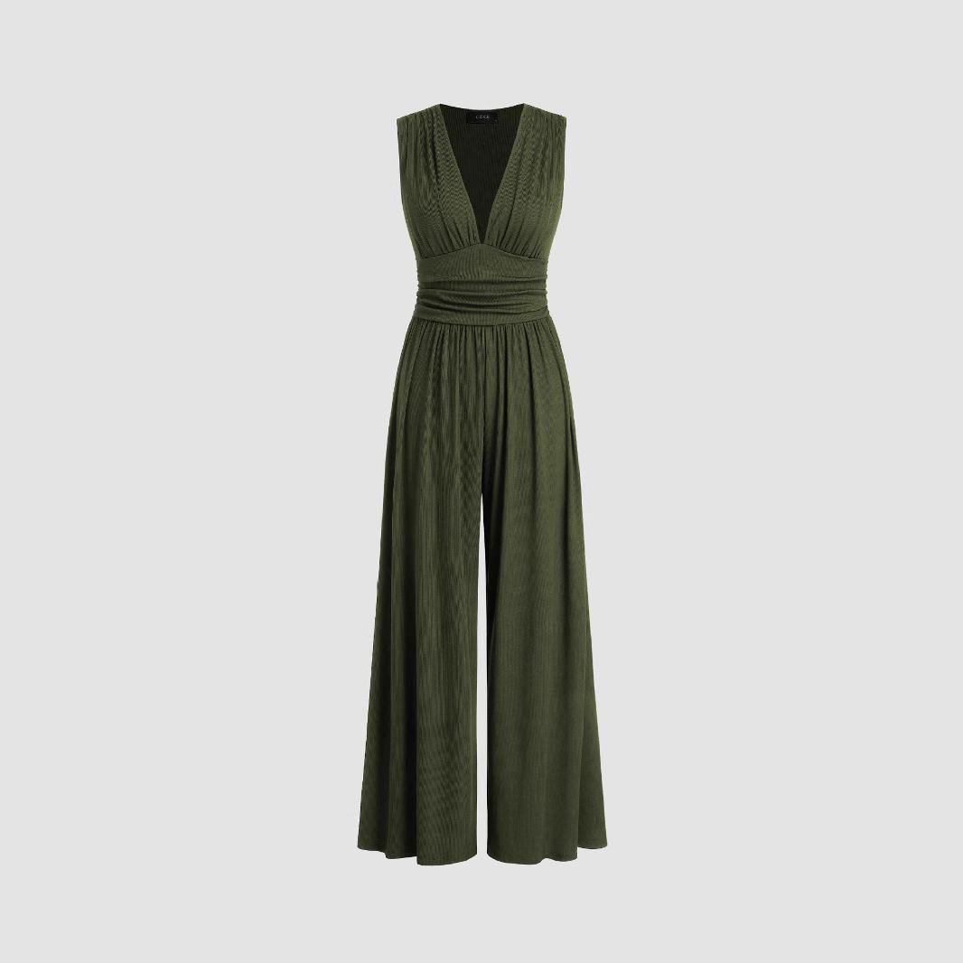Sleeveless Knitted Jumpsuit Loose Wide-leg Pants