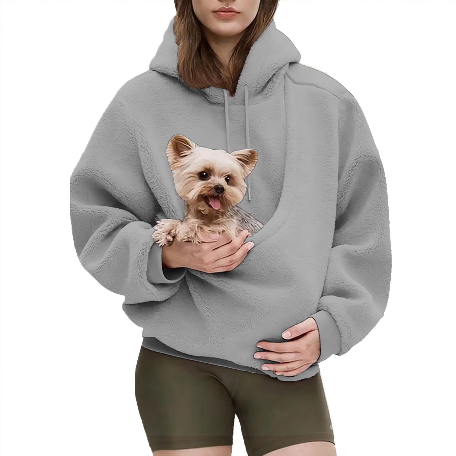 Casual Hoodies Kangaroo Dog Pet Holder Carrier Big Pouch Pocket Pullovers Sweatshirt Animal Pouch Hood Sweatshirts