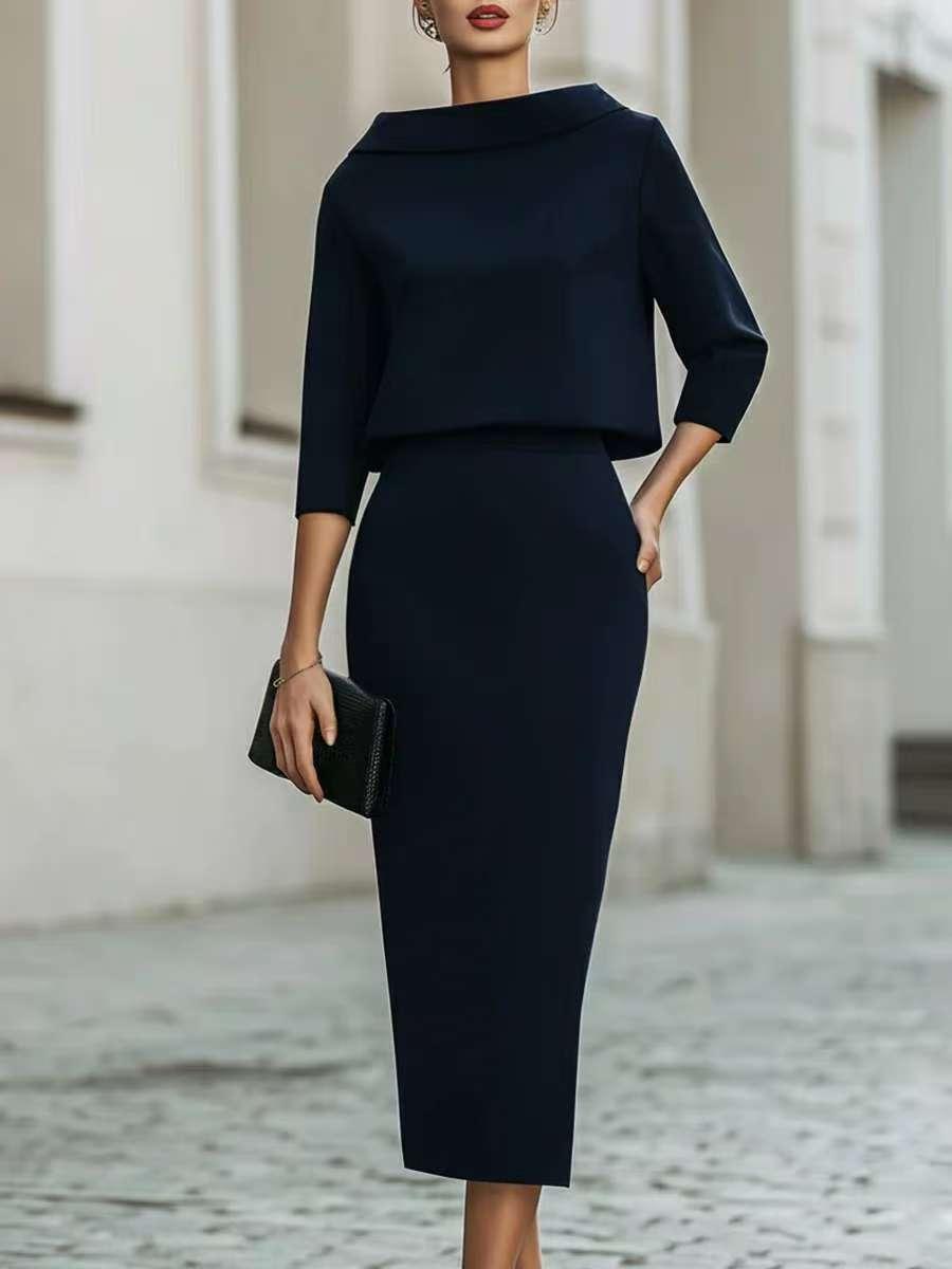 Fashion Urban Commute Bodycon Skirt And Top Two-Piece Set