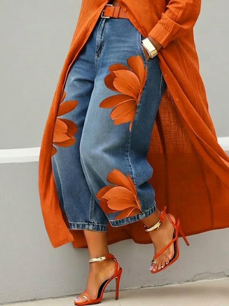 Blue Orange Flowers / S