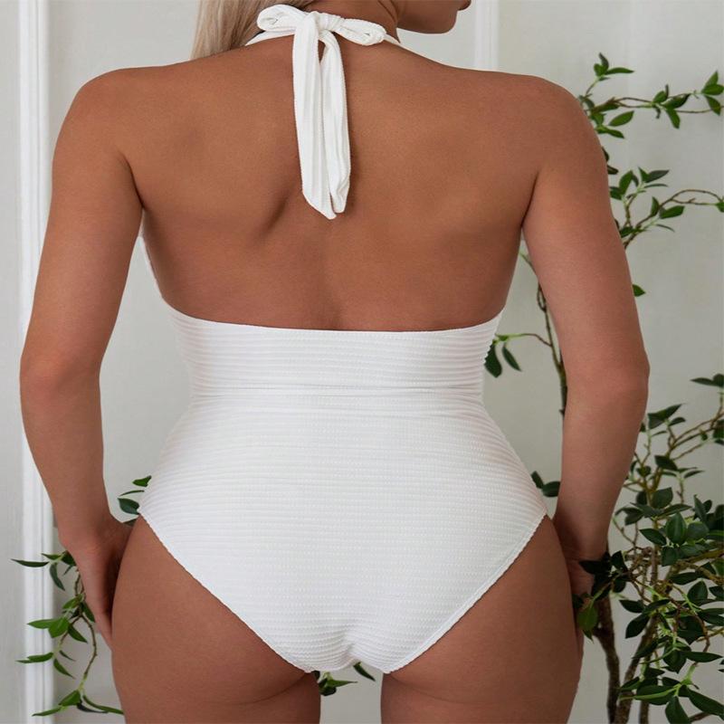 Womens Solid-color One-piece Swimsuit Bikini