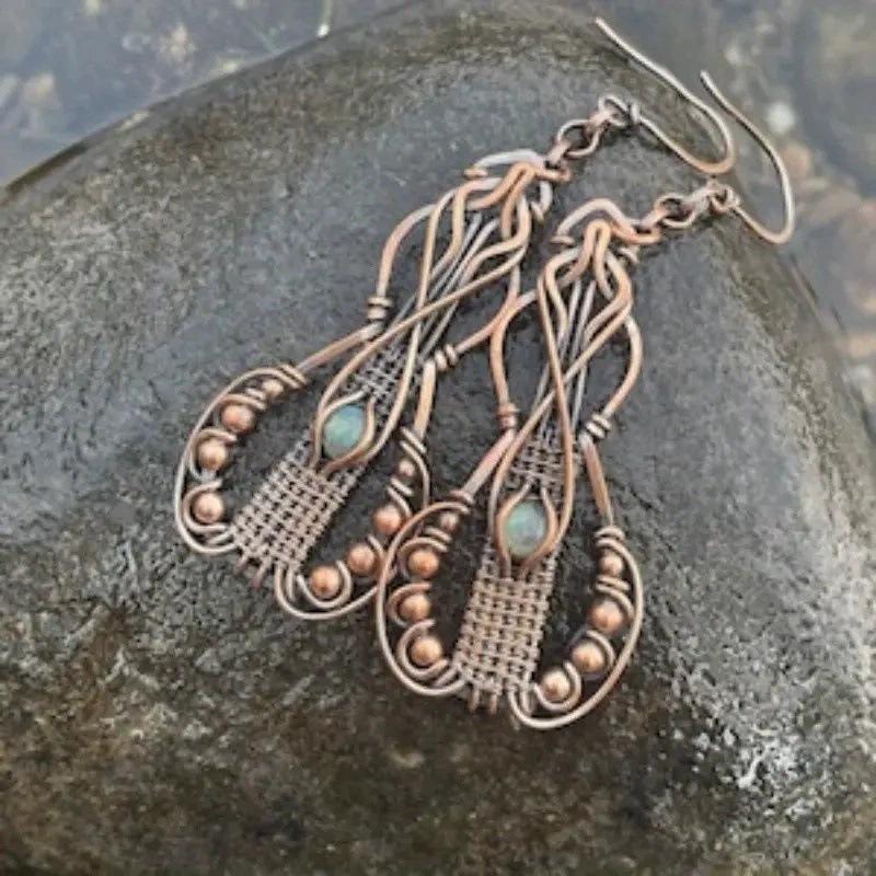 Creative Long Moonstone Pendant Womens Earrings