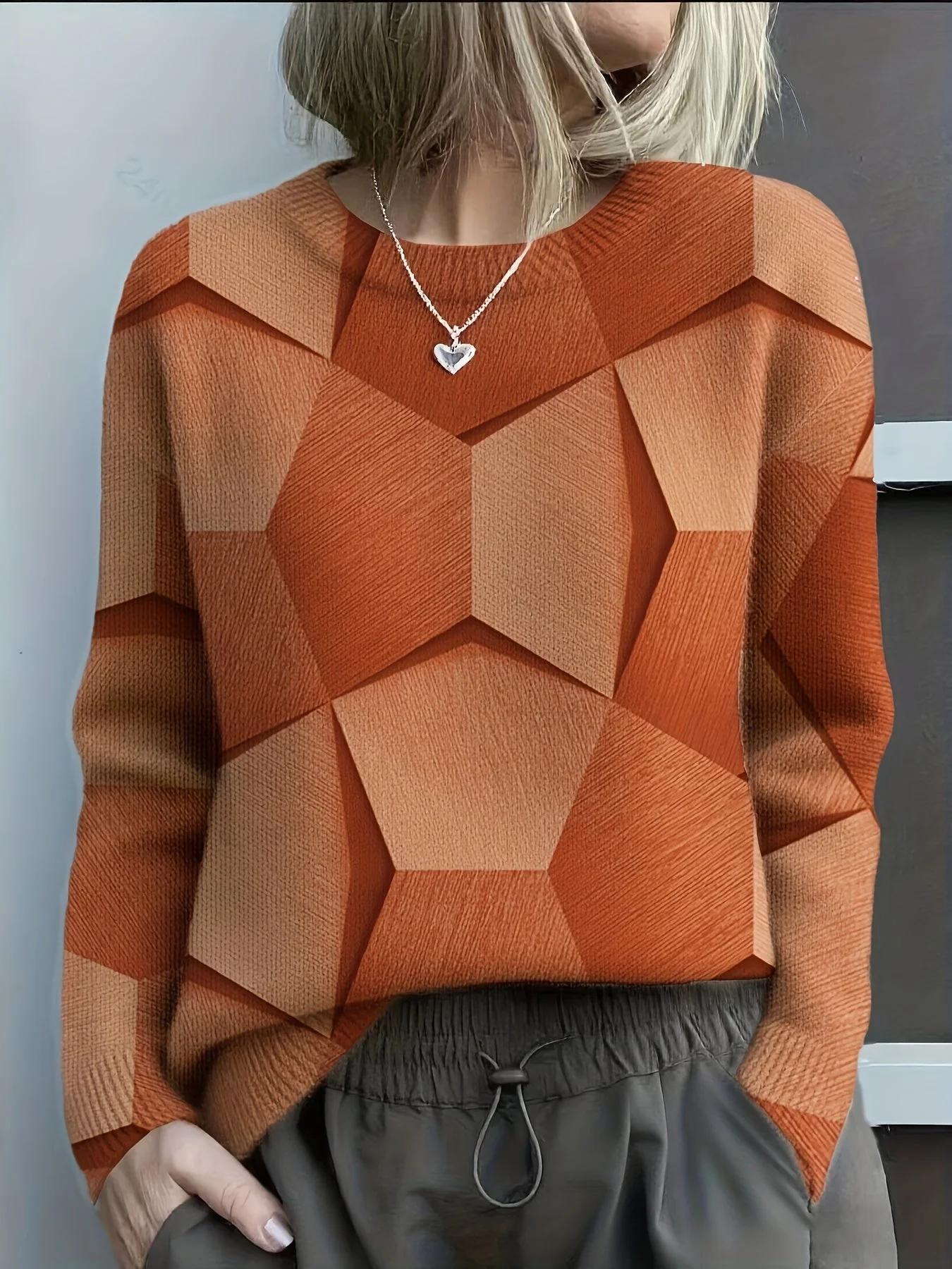 3D Digital Print Flannel Christmas Women's Round Neck Sweatshirt Autumn Winter