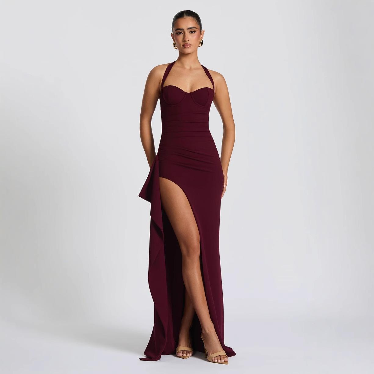 Fashion Ladies New Backless High Slit Dress