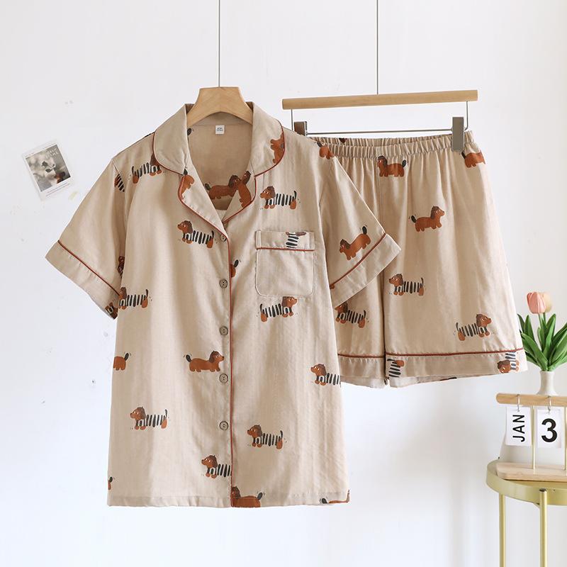 Womens Casual Cartoon-Print Loungewear Set