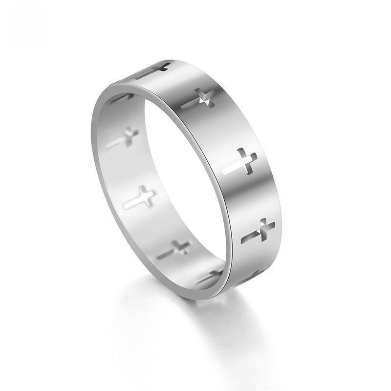Minimalist Stainless Steel Hollow Cross Ring