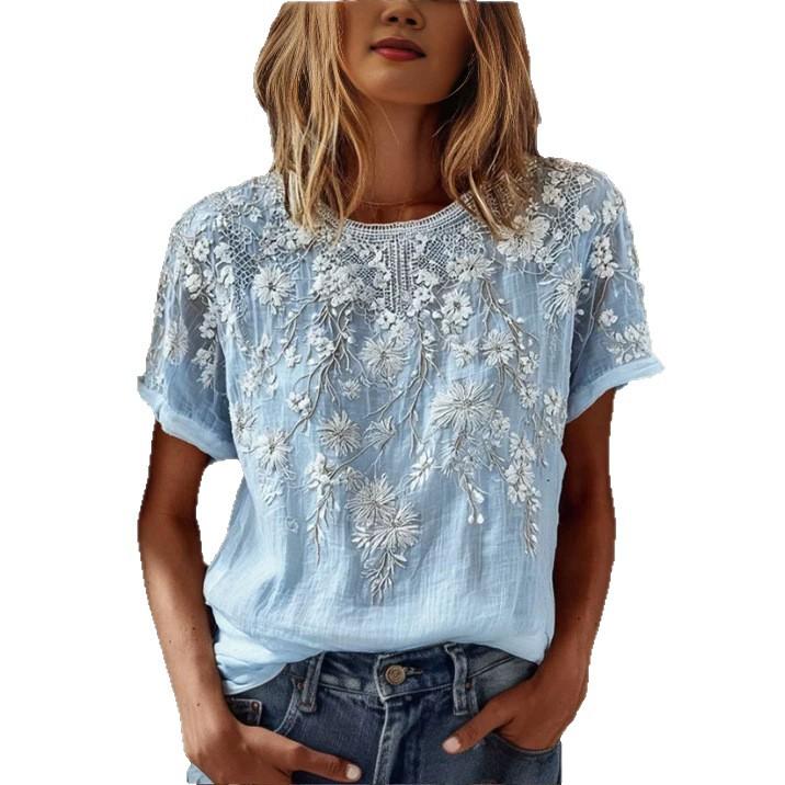 Round-neck Printed Short-sleeve T-shirt