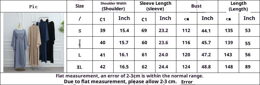 Euro-American Dubai Style Loose Waistline Sleeve Dress