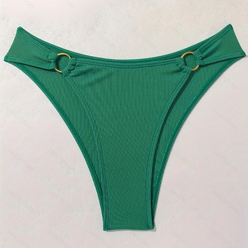 Contrast-color Crossover Halter Top And Bikini Shorts