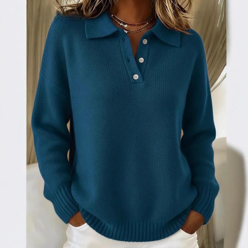 Button Sweater Women's Loose Soft Lapel Long Sleeve Tops Casual Knitwear Top For Daily Clothing