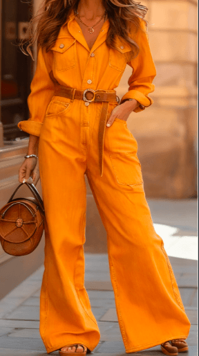 Spring And Autumn Waist-Cinched Wide-Leg Long-Sleeve Set