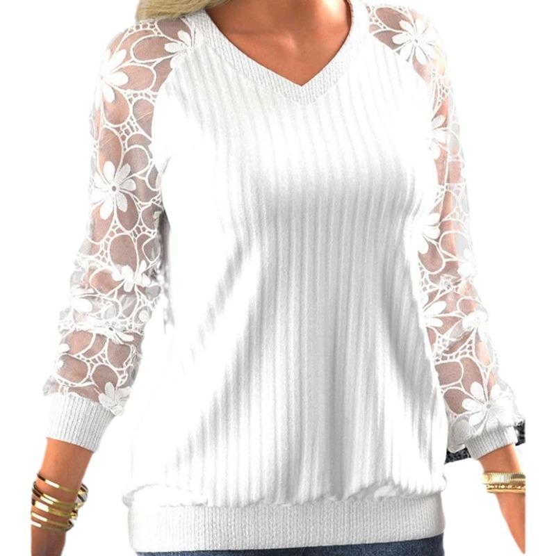 Women's Solid Color Lace Transparent Sweater