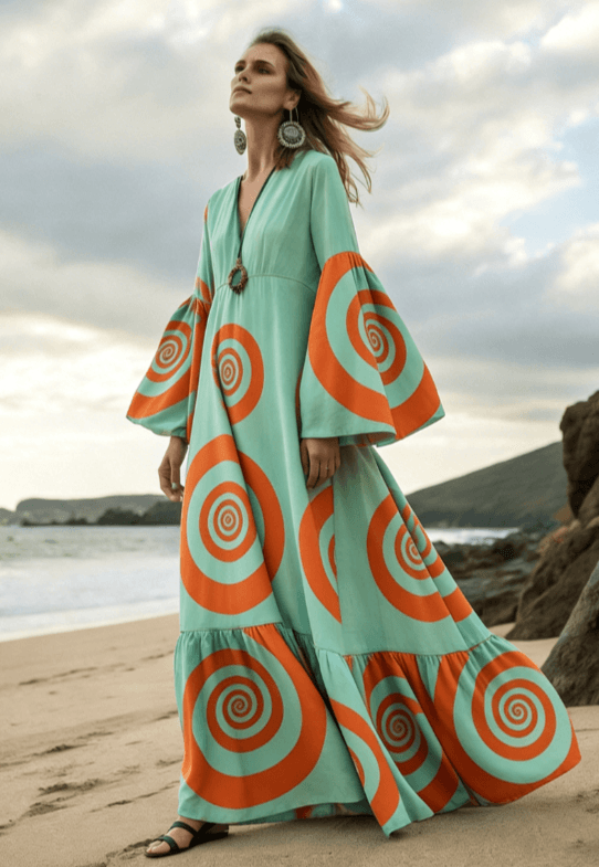 Xinglan Water Drop Wave Point Grand Swing Holiday Long Dress
