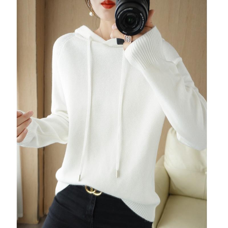 Thick Sweater Base Layer Coat Top Hooded Wool Knit Sweater