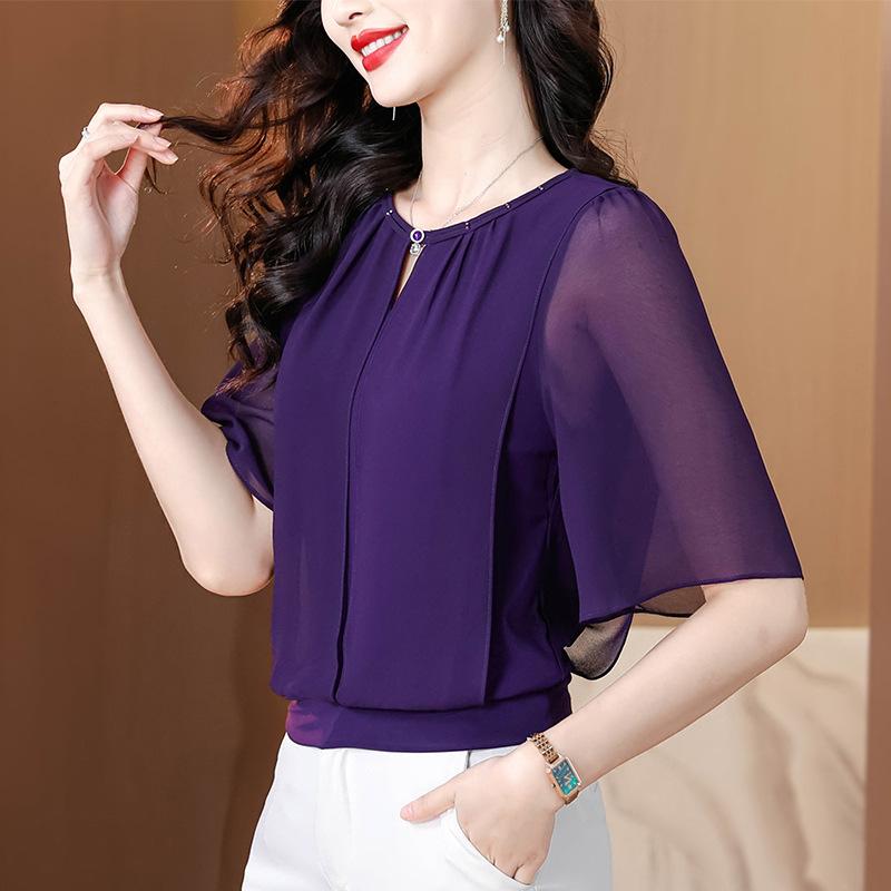 Chiffon Short Sleeve Top Women's Summer