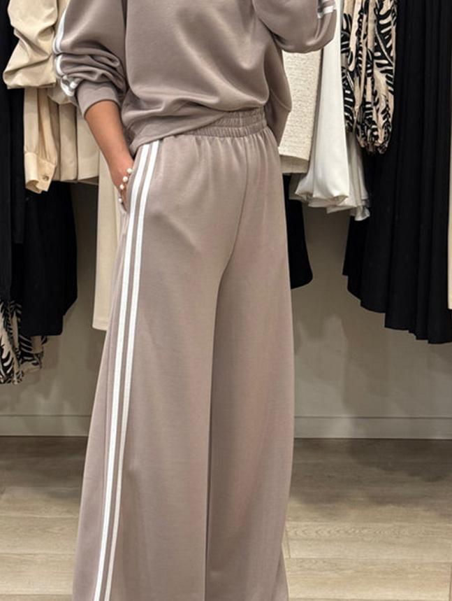 All-match Side Striped Casual Suit Pocket Two-piece Set